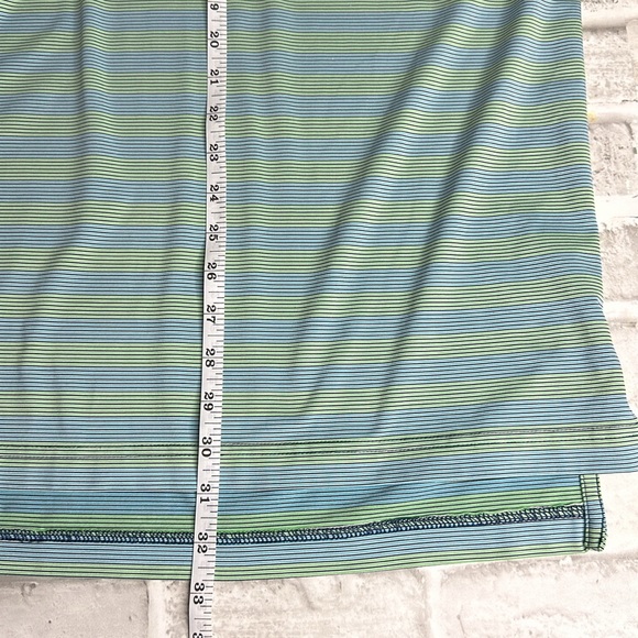 Peter Millar summer comfort polo. Light blue and green striped. Size large - Picture 5 of 9